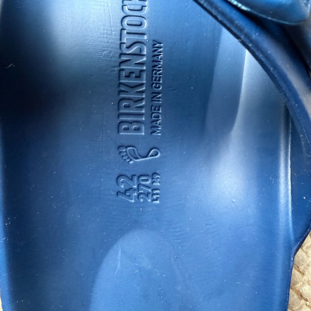 Birkenstock Navy Blue EVA Two-Strap Slide Sandals NWT never worn 42 unisex - Picture 3 of 5